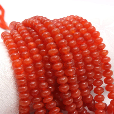 Orange Carnelian Orange 7 MM Rondelle Faceted Natural Beads 8 Inches Strands