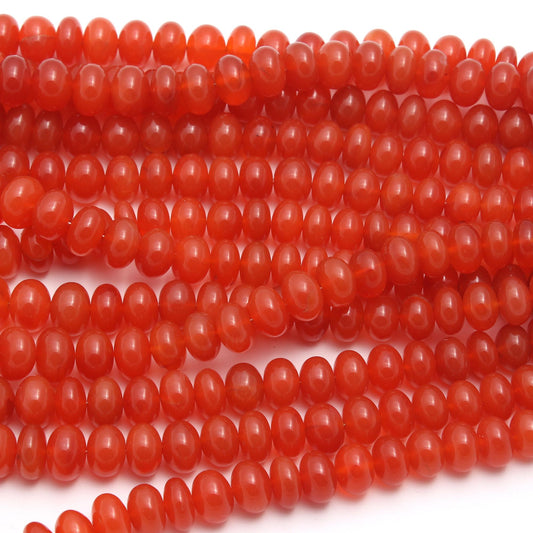 Orange Carnelian Orange 7 MM Rondelle Faceted Natural Beads 8 Inches Strands