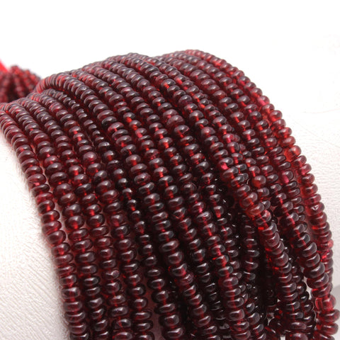 Natural Garnet Shaded Rondelle Smooth Stone 6 MM Beads With 16 Inches Strands