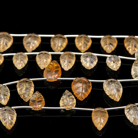 Citrine Orange Leaf Faceted Natural Beads 8 Inches Strands