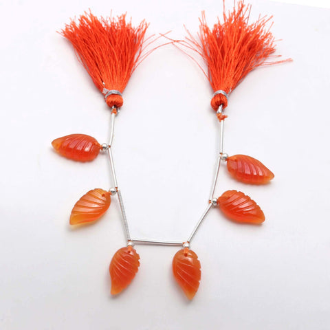 Carnelian Orange Shell Carving Natural Beads 8 inches Strands