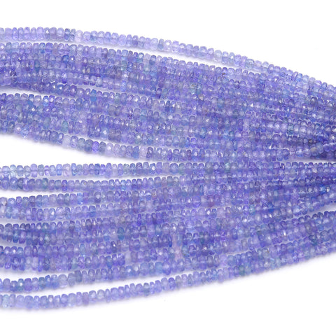 Tanzanite Blue Rondell Faceted  Natural Beads Necklace 16 inches strands