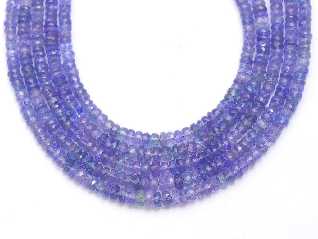 Tanzanite Blue Rondell Faceted  Natural Beads Necklace 16 inches strands