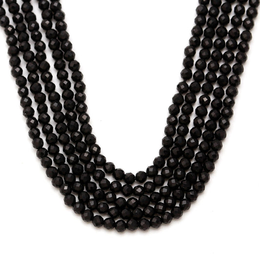 Black Spinel  Shine Cube Faceted Coating Beads 13 Inches Strands