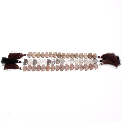 Chocolate Moonstone Brown D Shape Faceted Natural Beads 8 Inches Strands