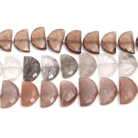 Chocolate Moonstone Brown D Shape Faceted Natural Beads 8 Inches Strands