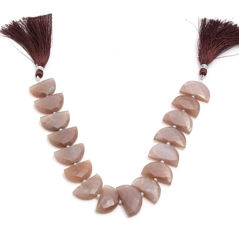 Chocolate Moonstone Brown D Shape Faceted Natural Beads 8 Inches Strands