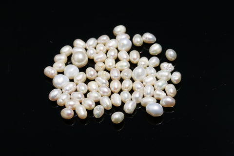 Pearl White Potato Carving Natural Beads 12 Inches Strands