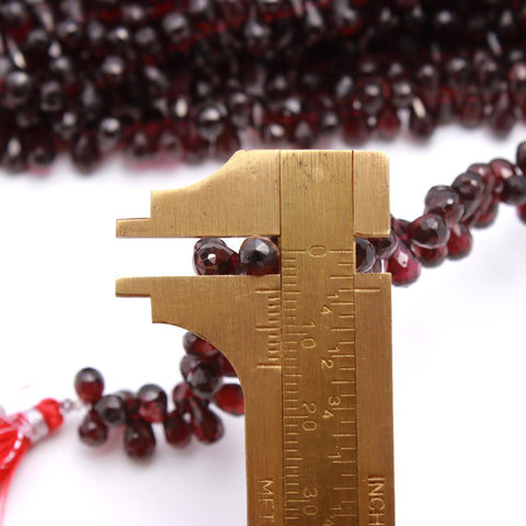 Garnet Dark Red Drop Beads Faceted Natural Beads  For Jewelry Craft