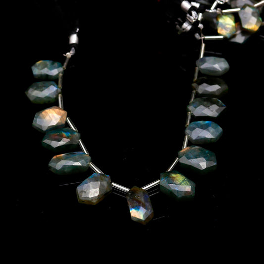 Labradorite Hexagon Tumble Smooth Faceted Natural Beads 8 Inches Strands