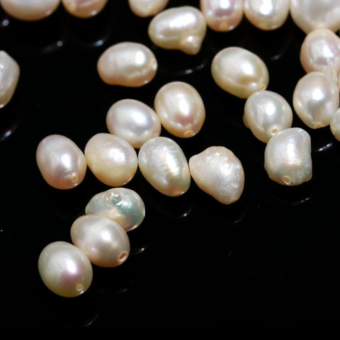 Pearl White Potato Carving Natural Beads 12 Inches Strands