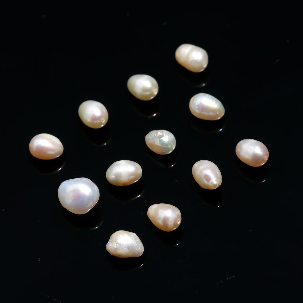 Pearl White Potato Carving Natural Beads 12 Inches Strands