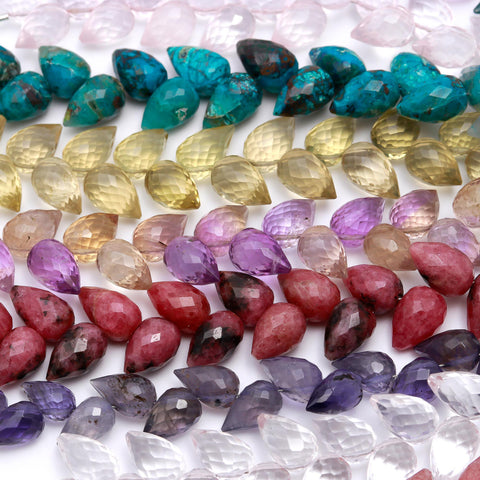 Multi Color Unusual Drill Collection Faceted Drop Natural Beads 4 Inches Strands