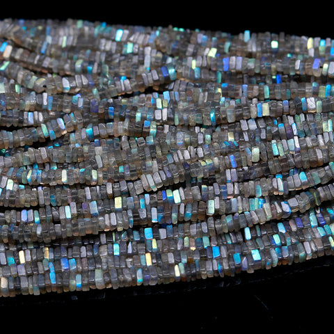 Labradorite Grey Carving Natural Square Beads 16 Inches Strands