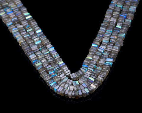 Labradorite Grey Carving Natural Square Beads 16 Inches Strands