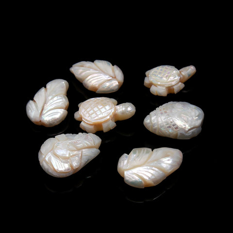 Mother of Pearl White Turtle Carving Natural 17 MM Stone