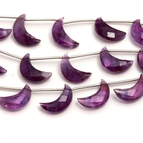 Amethyst Purple Moon Faceted Natural Beads 8 Inches Strands