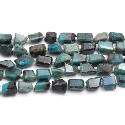 Natural Chrysocolla Nugget Faceted Stone 7 MM Beads With 12 Inches Strands