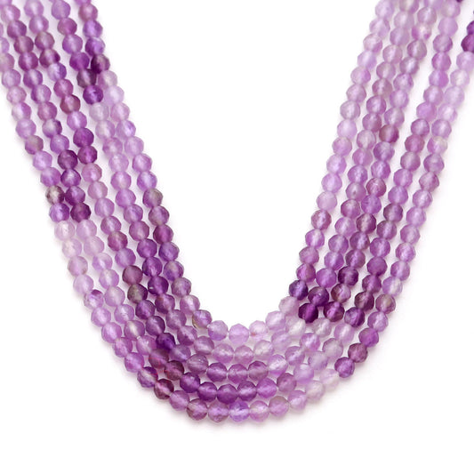 Amethyst Shaded Pink Round Carving Natural Beads 13 Inches Strands