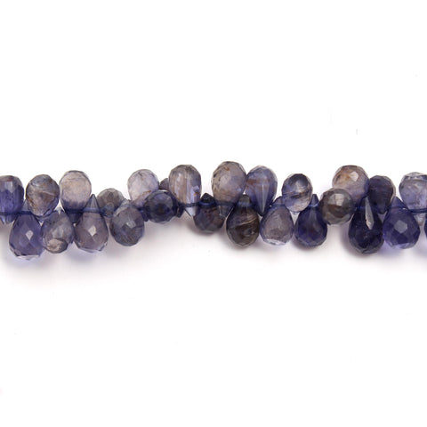 Iolite Blue Drop Faceted Natural Beads 8 Inches Strands