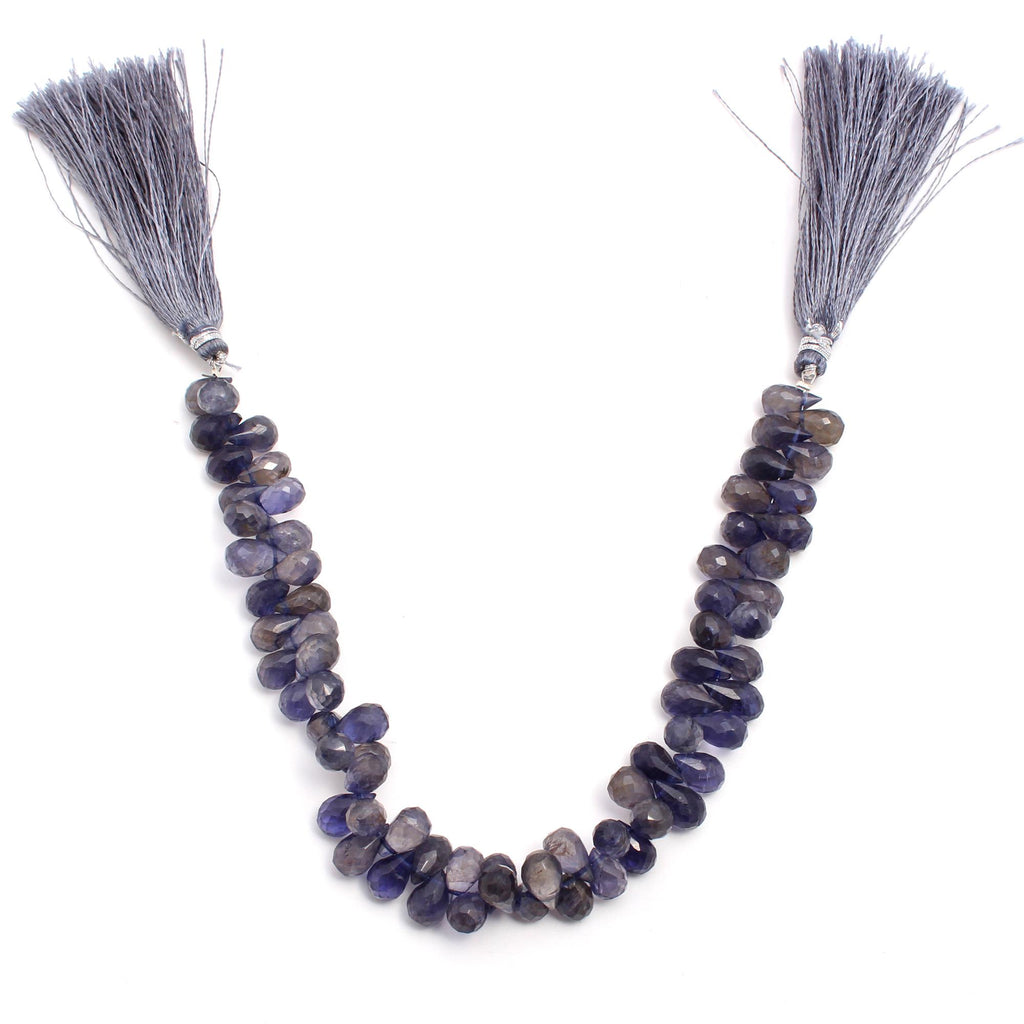 Iolite Blue Drop Faceted Natural Beads 8 Inches Strands