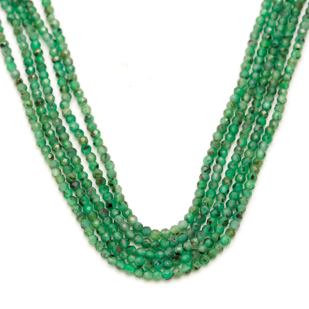 Emerald Round Micro Round Faceted Natural Beads 13 Inches Strands