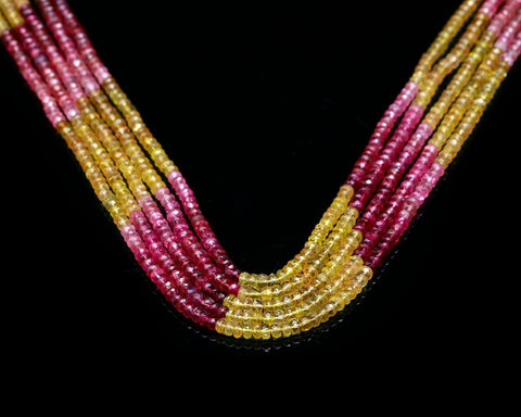 Kaleva Tourmaline Shaded Yellow Rondell Faceted Natural Beads 13 Inches Strands