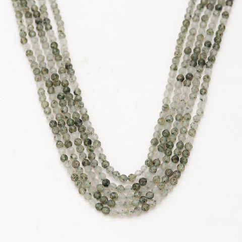 Green Rutilated Quartz Green Round Faceted Natural Beads 8 Inches strands