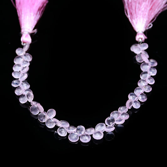 Rose Quartz Heart Faceted Natural Beads 8 Inches Strands