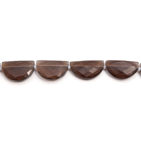 Smoky Brown Curved D Shape Faceted Natural Beads 8 Inches Strands