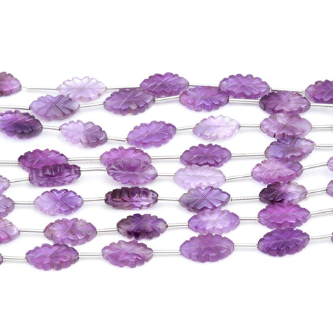 Amethyst Purple Leaf Carving Natural 8 inches Strands