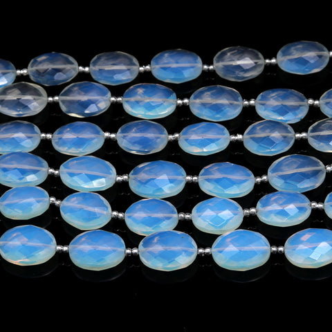 Rainbow Moonstone White Oval Carving Natural Beads 8 Inches Strands