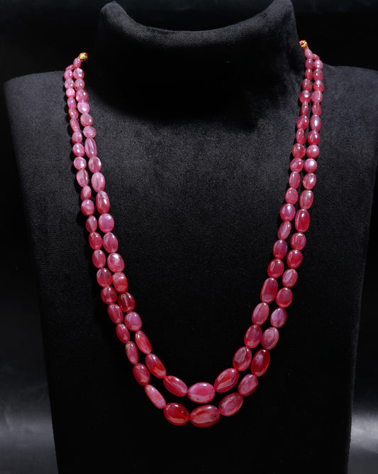 Ruby Shaded Red Oval Faceted Natural Beads Necklace 22 Inches