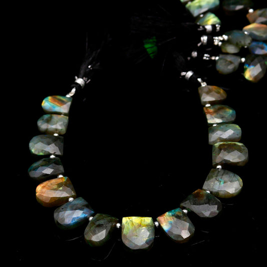 Labradorite Half Oval Tumble Smooth Faceted Natural Beads 8 Inches Strands