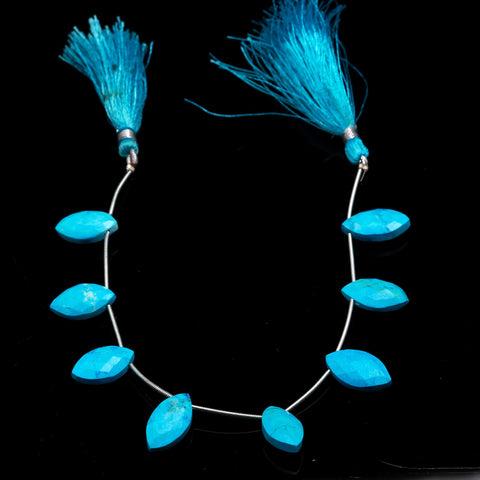 Howlite Turquoise Blue Marquise Smooth Man-Made Beads 8 Inches Strands