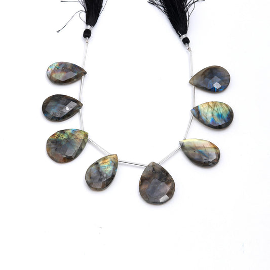 Labradorite Pear Faceted Natural Beads 8 Inches Strands