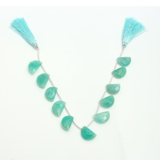 Amazonite Green D Shape Faceted Natural Beads 8 Inches Strands