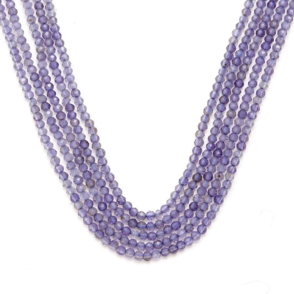 Iolite Blue Round Faceted Natural Beads 13 Inches Strands