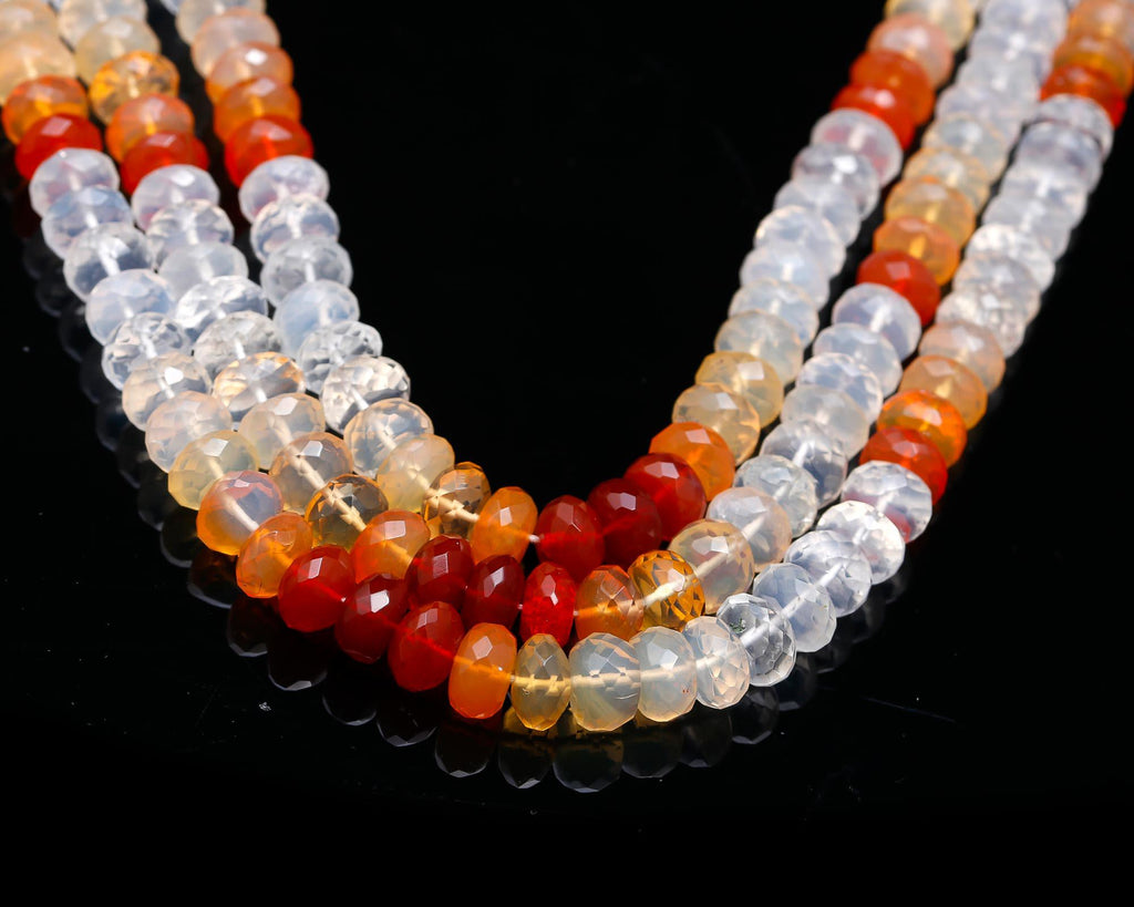 Mexican Fire Opal Orange Rondell Faceted Natural Beads 16 inches Strands