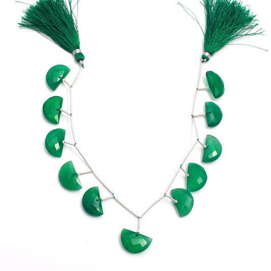 Green Onyx D Shape Smooth Natural Beads 8 Inches Strands