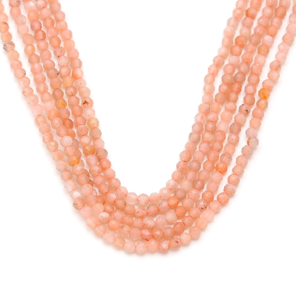 Moonstone Peach Carving Natural Beads 13 Inches Strands