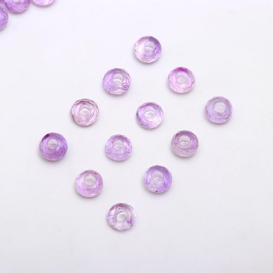 Amethyst Pink Rondell Faceted Natural Beads Center Drilled