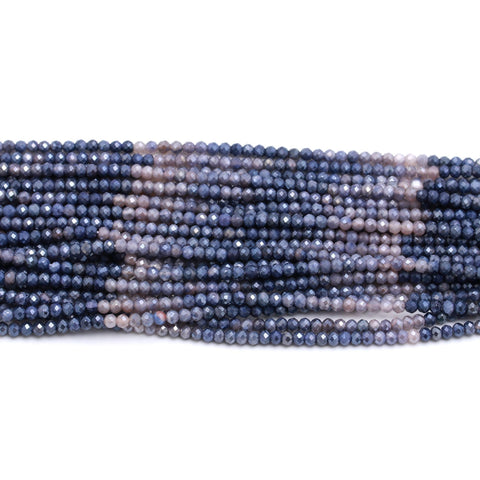 Blue Sapphire Shaded Blue Rondell Faceted Natural Beads 12.5 Inches Strands