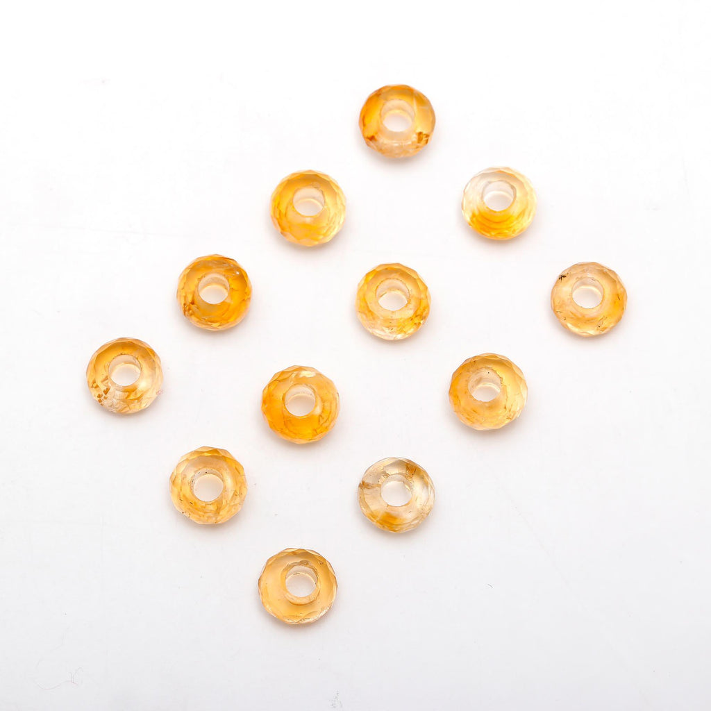 Citrine Orange Rondell Faceted Natural Beads Center Drilled