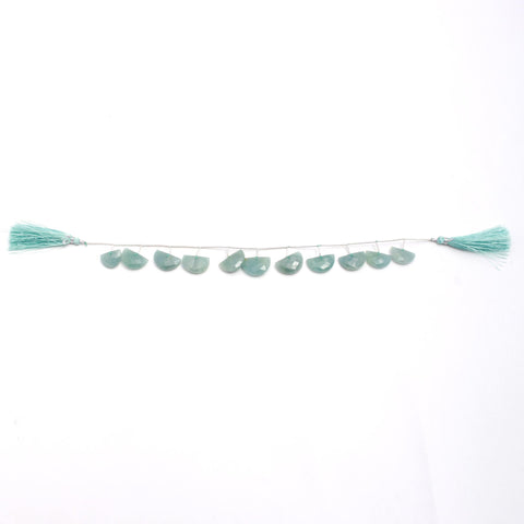 Aquamarine Green D Shape Faceted Natural Beads 8 Inches Strands