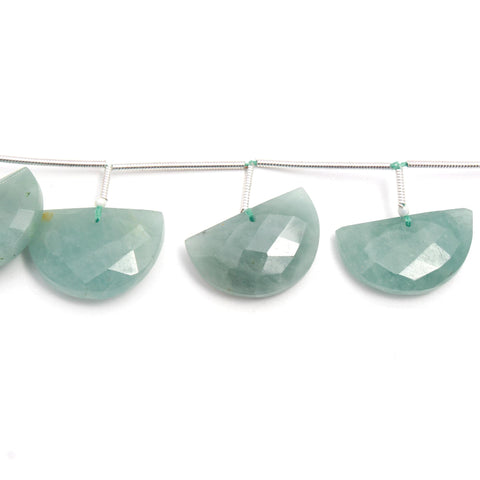 Aquamarine Green D Shape Faceted Natural Beads 8 Inches Strands