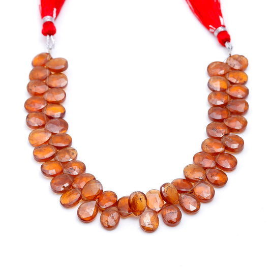 Garnet Orange Pear Faceted Natural Beads 8 Inches Strands