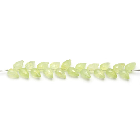 Prehnite Green Drop Smooth Natural Beads 4 Inches Strands