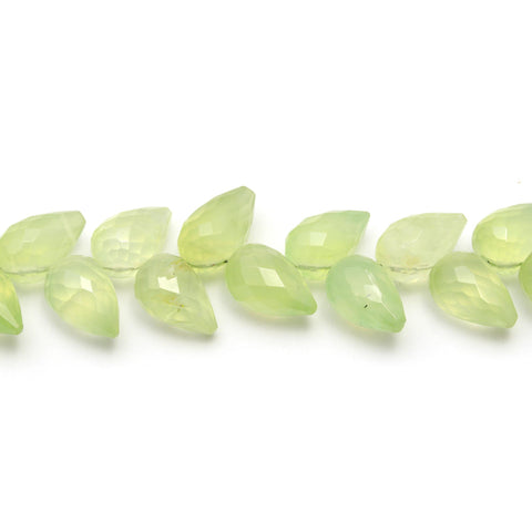 Prehnite Green Drop Smooth Natural Beads 4 Inches Strands