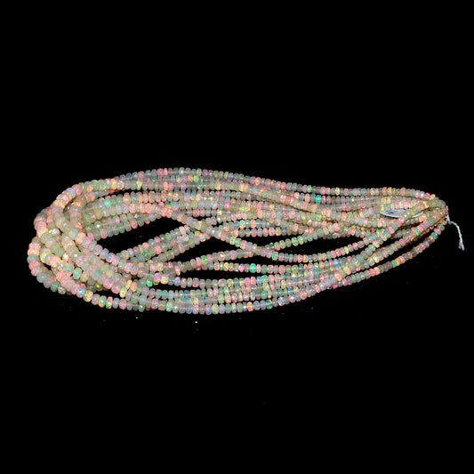 Ethiopian Opal White Rondelle Faceted Natural Beads 16 inches strands